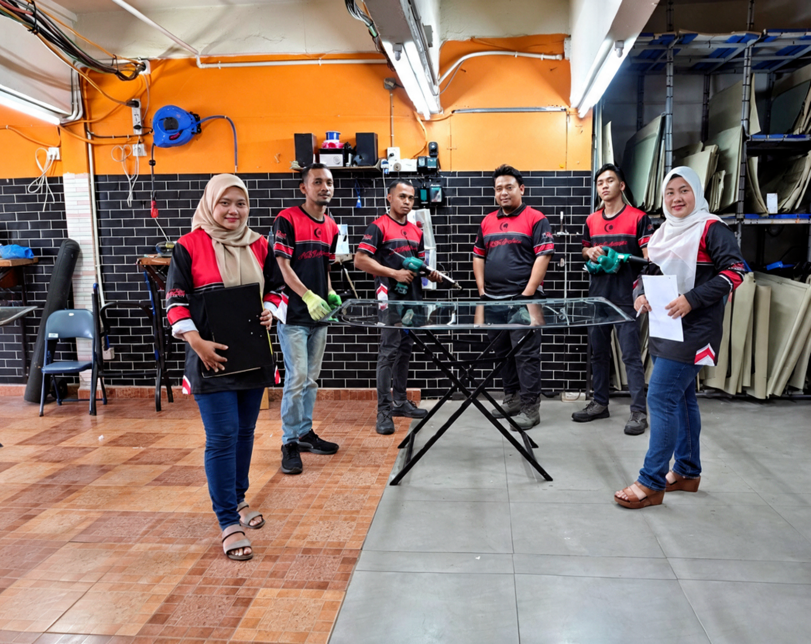 Pasukan AKS Autoglass di workshop